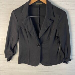 Auline Collection Women's Black Blazer Lg Beautiful Soft Casual Solid Jacket EUC